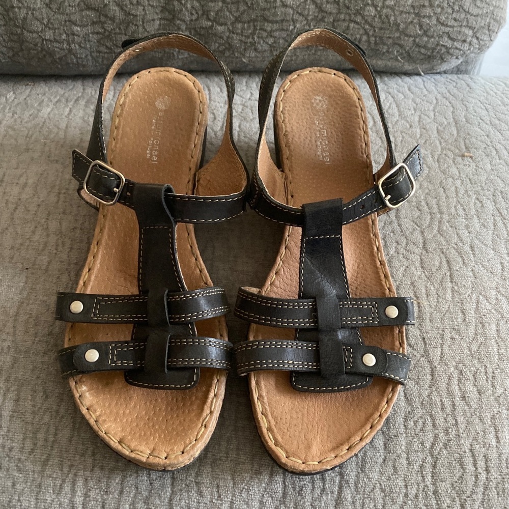 Black Wedge Sandals. Worn once.